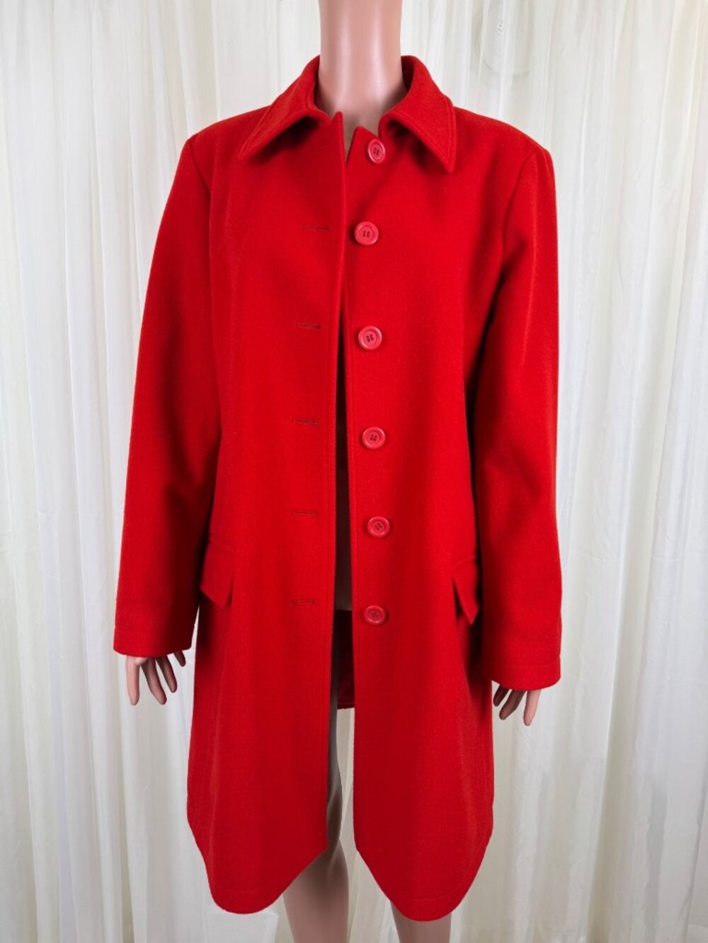 Women's Harvé Benard 100% Wool Coat Jacket Classic Winter Formal Red Size 10